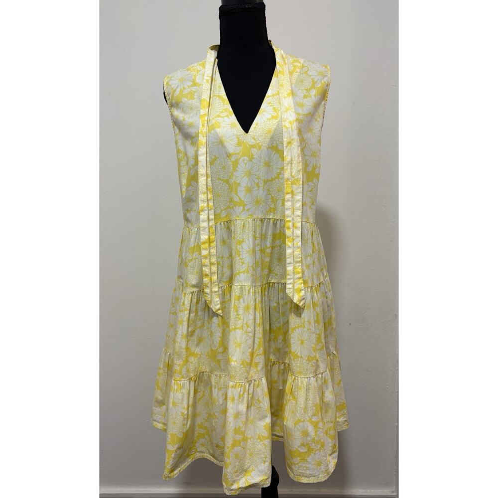 Lisa Marie Fernandez Target Yellow White Floral Tiered Dress XL 100% Cotton
